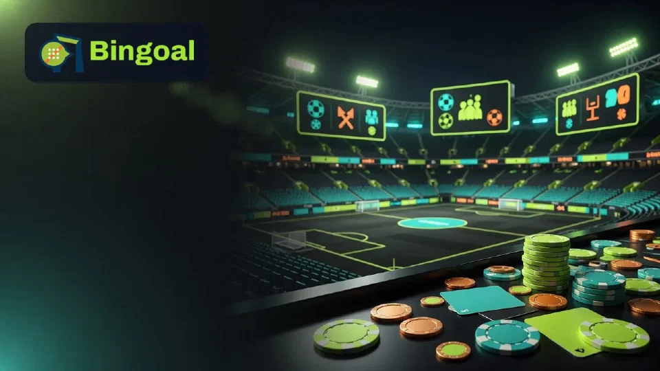 Illustratie: voetbalstadion met odds in de kleuren van Bingoal