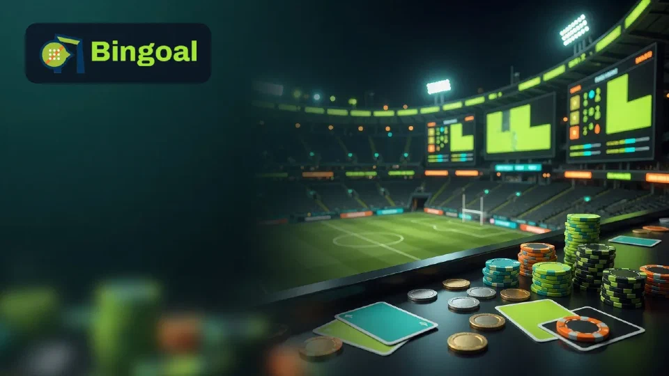 Illustratie: voetbalstadion met odds in de kleuren van Bingoal